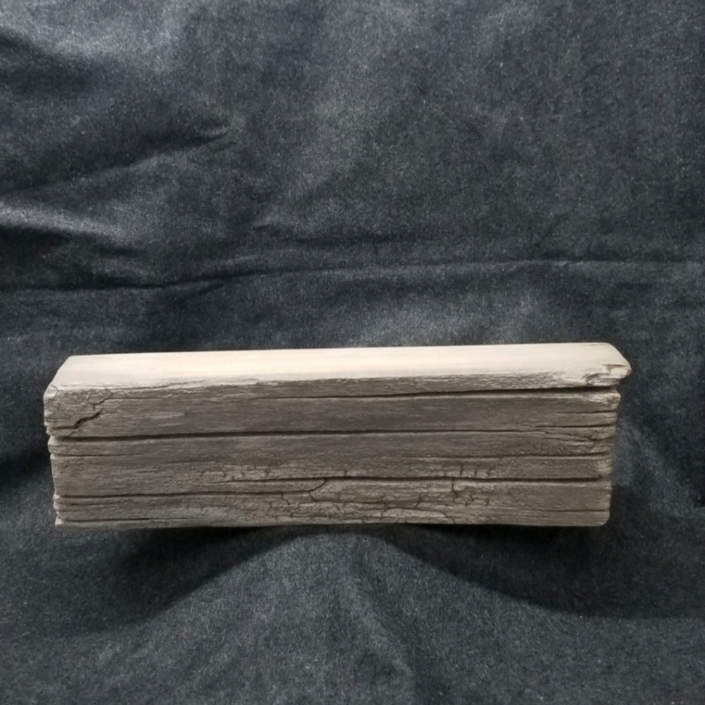 Reclaimed barnwood beam floating shelf
